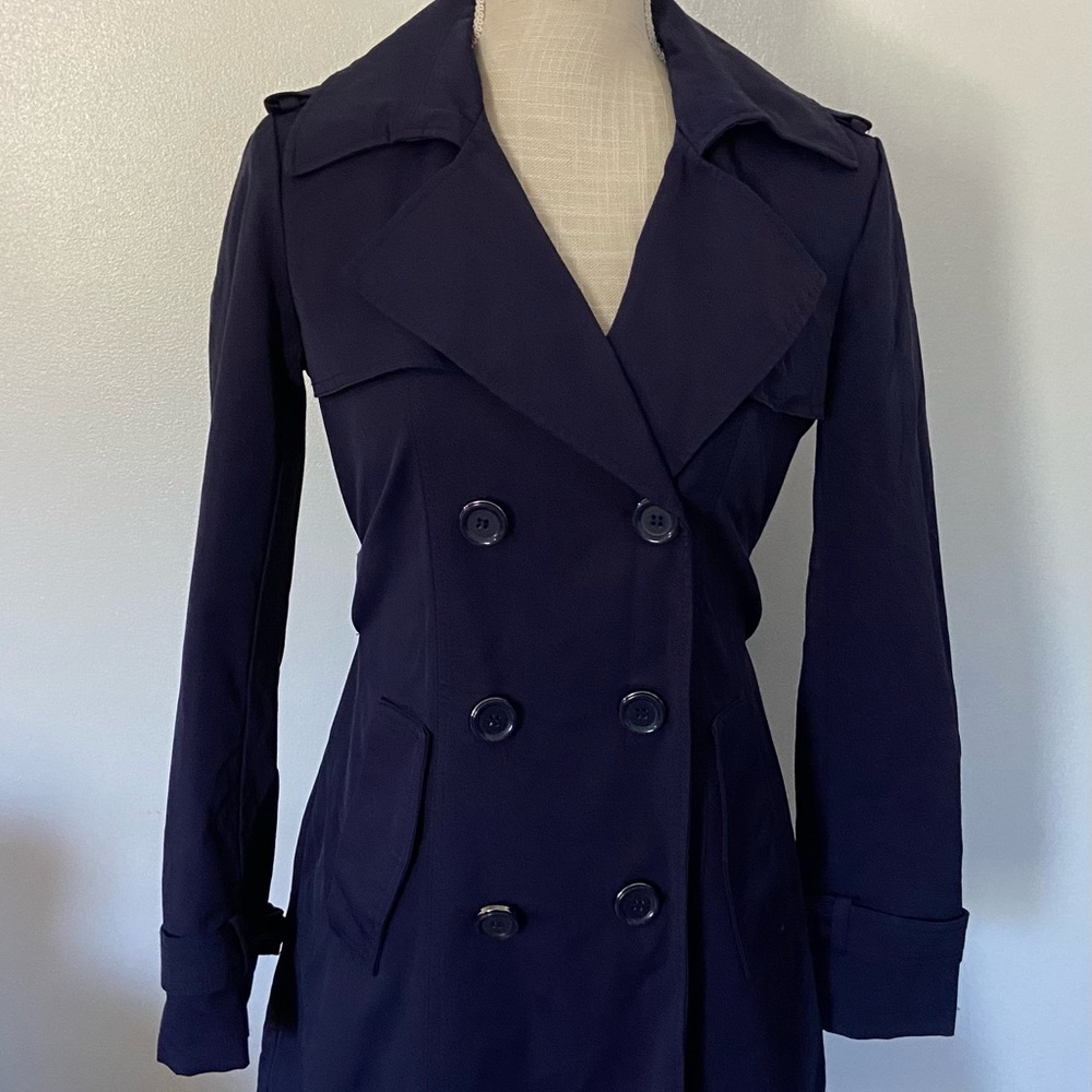 New York & Company Navy Trench Coat